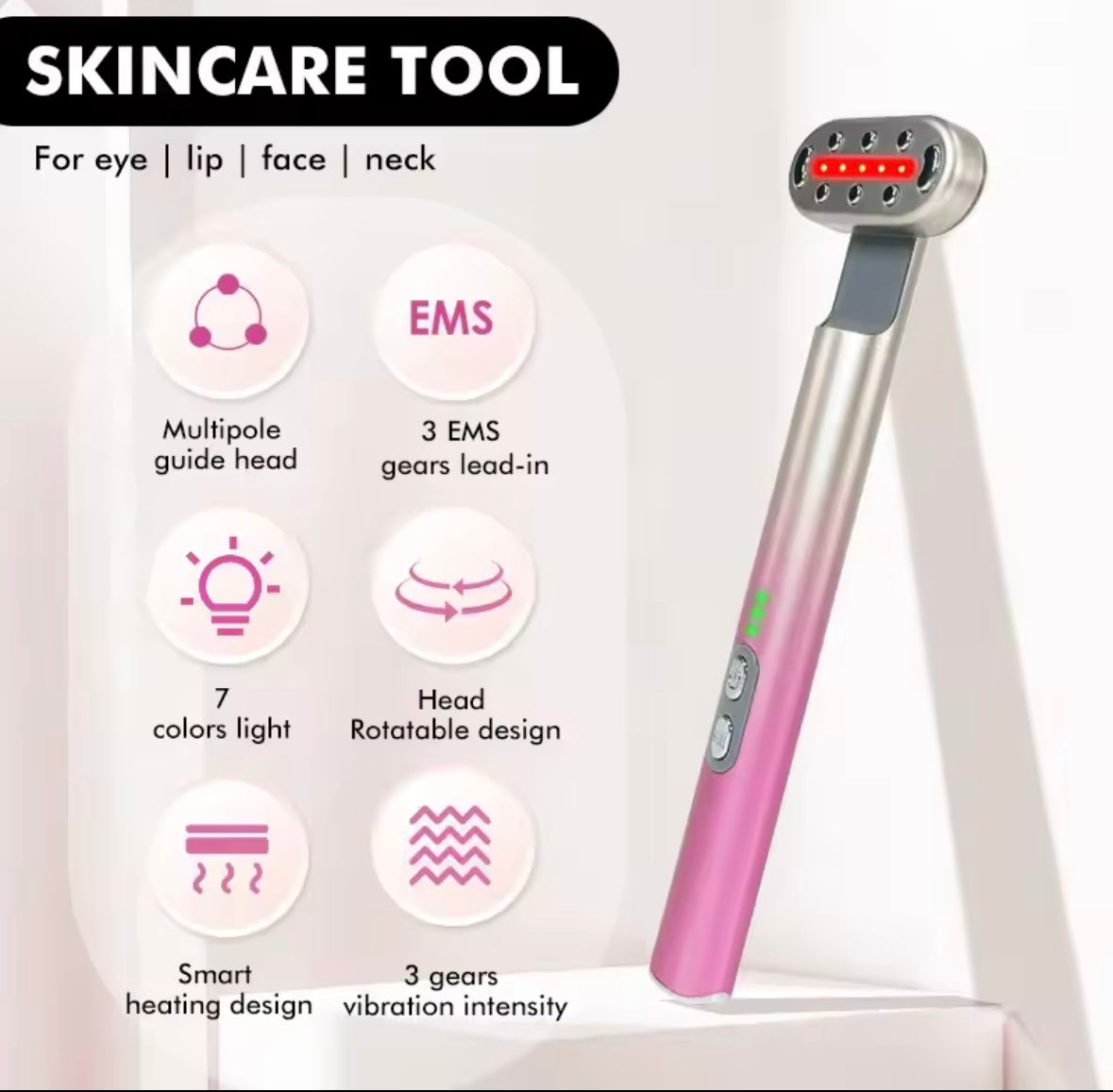 BEAUTY MINI PRO: Aparatología Lifting Facial Pro 4 en 1 – LED, Microcorriente y Vibración + Consulta Virtual